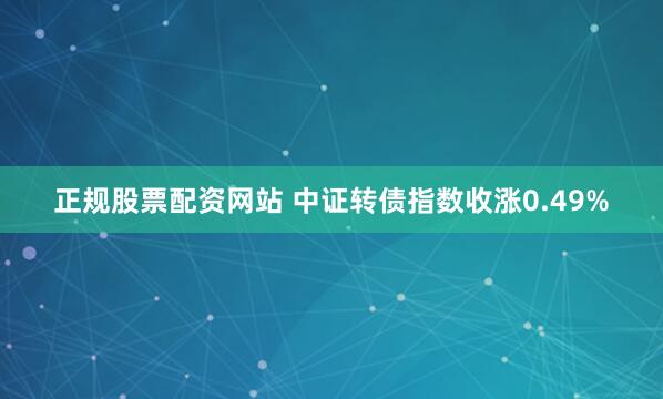 正规股票配资网站 中证转债指数收涨0.49%