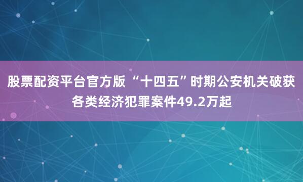 股票配资平台官方版 “十四五”时期公安机关破获各类经济犯罪案件49.2万起